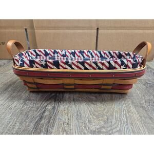 Longaberger 1994 American Blue Red Long Narrow Basket Liner Protector 12"